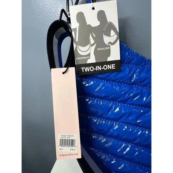 NWT BCBGENERATION Blue Puffer Crossbody Bag - Picture 5 of 11